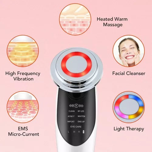 Masajeador facial con frío y calor antiarrugas blanco