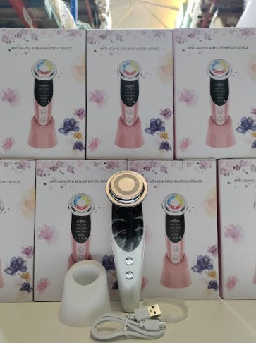 Masajeador facial con frío y calor antiarrugas blanco